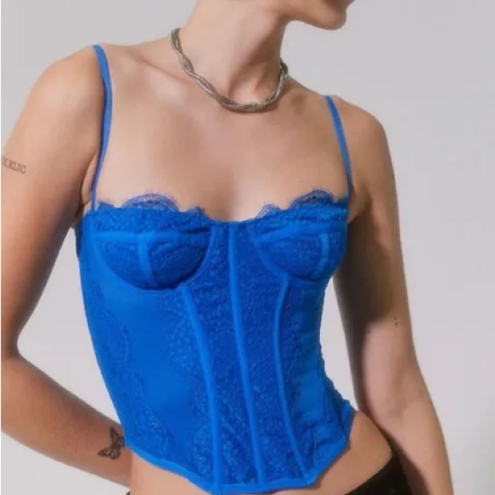 Out From Under Modern Love Corset Urban Outfitters Sapphire Blue Royal